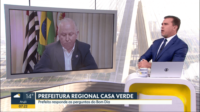 Rodrigo Bocardi entrevista prefeito de São Paulo (Foto: Reprodução) Rodrigo Bocardi entrevista prefeito de São Paulo (Foto: Reprodução)