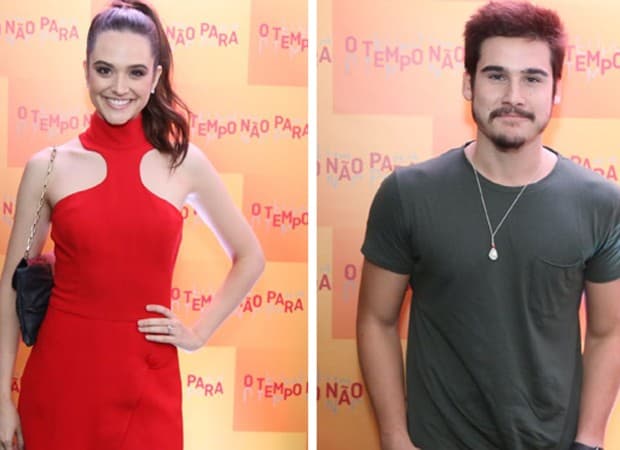 Juliana Paiva e Nicolas Prattes tentam esconder que estão juntos e posam separados em evento