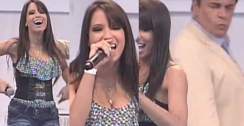 Anitta em sua primeira aparição na TV (Foto: Reprodução) Anitta em sua primeira aparição na TV (Foto: Reprodução)