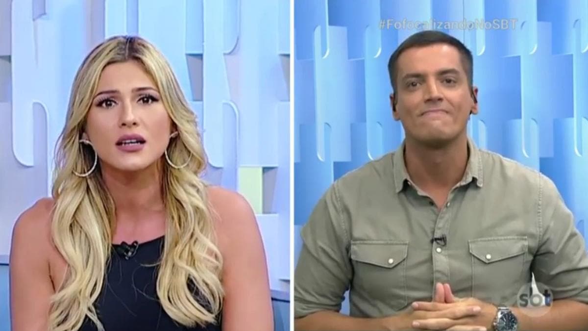 Lívia Andrade e Leo Dias brigaram durante exibição ao vivo do Fofocalizando do SBT, apresentador faz suposta provação (Foto: Reprodução) Lívia Andrade e Leo Dias brigaram durante exibição ao vivo do Fofocalizando do SBT, apresentador faz suposta provação (Foto: Reprodução)