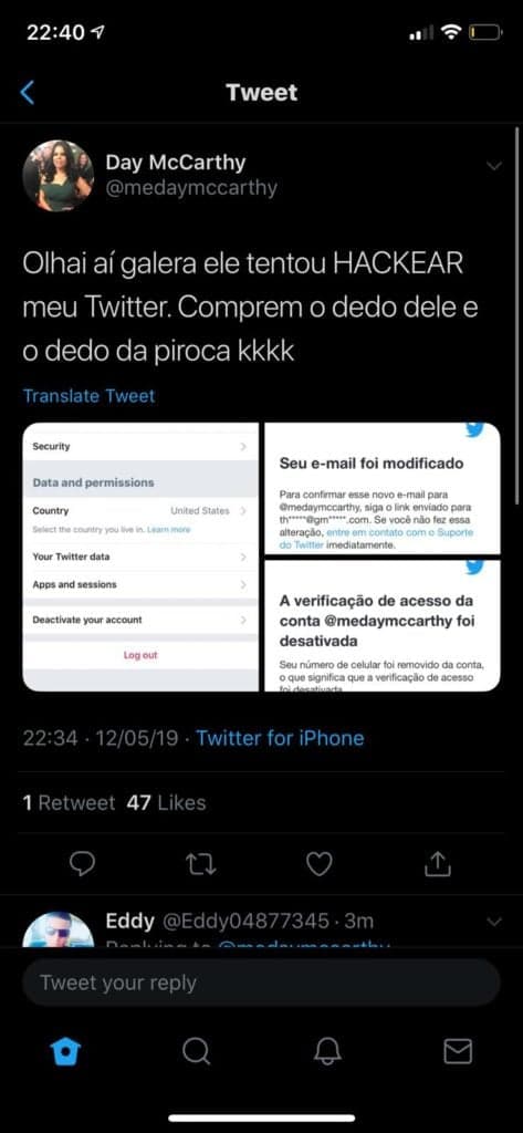 Thomaz Costa é atacado por Day Mccarthy nas redes sociais Thomaz Costa é atacado por Day Mccarthy nas redes sociais