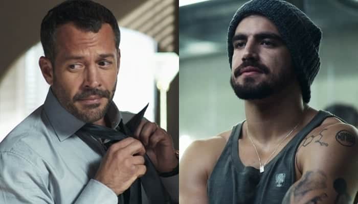 Agno (Malvino Salvador) e Rock (Caio Castro) em A Dona do Pedaço (Foto: Reprodução/Globo) Agno (Malvino Salvador) e Rock (Caio Castro) em A Dona do Pedaço (Foto: Reprodução/Globo)