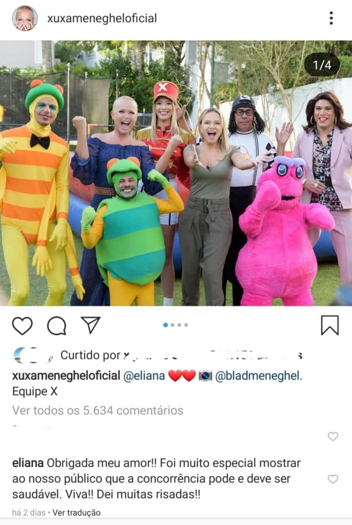 Xuxa postou fotos dos bastidores da entrevista com Eliana rodrigo faro (Reprodução: Instagram) Xuxa postou fotos dos bastidores da entrevista com Eliana rodrigo faro (Reprodução: Instagram)