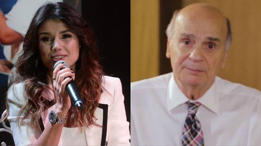 A cantora Paula Fernandes com o o Dr. Drauzio Varella no Fantástico da Globo (Montagem: TV Foco) A cantora Paula Fernandes com o o Dr. Drauzio Varella no Fantástico da Globo (Montagem: TV Foco)