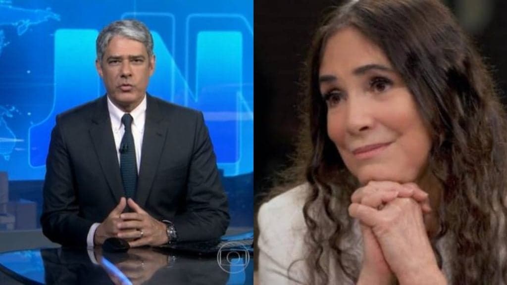 William Bonner e Regina Duarte (Foto: Reprodução/TV Globo/Montagem TV Foco) William Bonner e Regina Duarte (Foto: Reprodução/TV Globo/Montagem TV Foco)