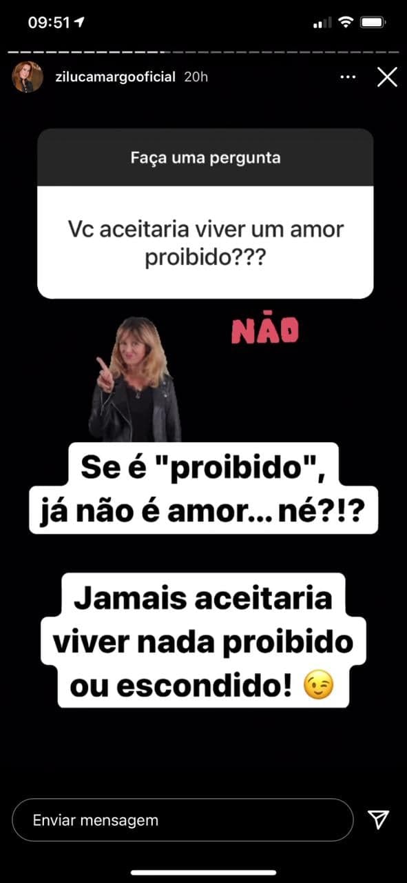 Zilu expõe sobre amor proibido (Foto: Reprodução / Instagram) Zilu expõe sobre amor proibido (Foto: Reprodução / Instagram)