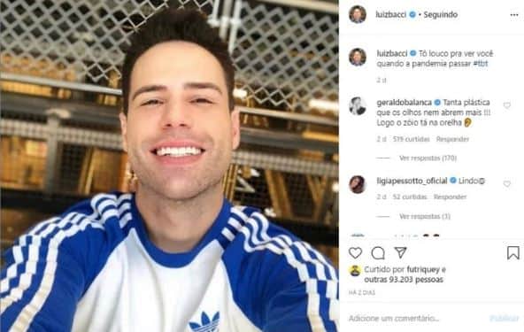 Luiz Bacci confirma relacionamento em legenda nas redes sociais (Reprodução) Luiz Bacci confirma relacionamento em legenda nas redes sociais (Reprodução)