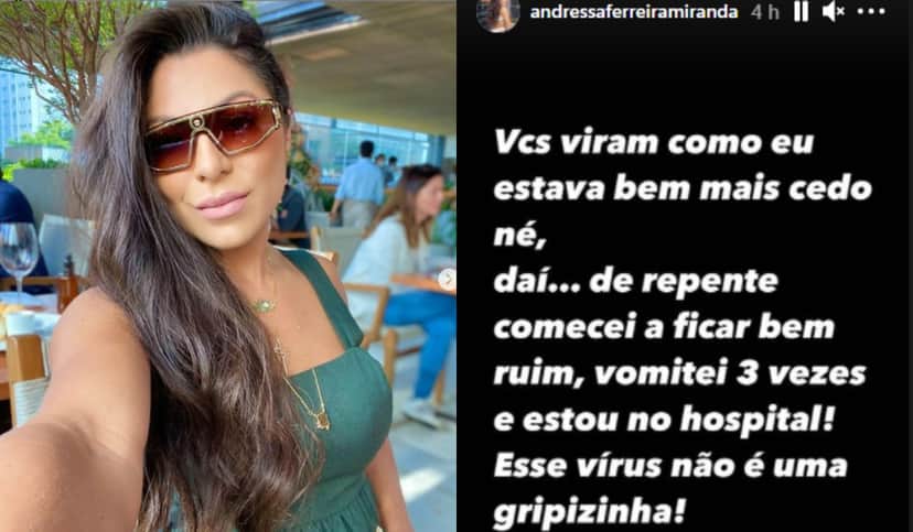 Esposa de Tammy Miranda está com covid e precisou ir ao hospital após piora (Foto: Reprodução) Esposa de Tammy Miranda está com covid e precisou ir ao hospital após piora (Foto: Reprodução)