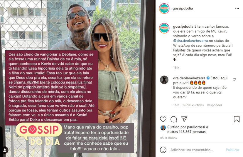 Amigo de MC Kevin detonou a advogada criminalista (Foto: Reprodução/ Instagram) Amigo de MC Kevin detonou a advogada criminalista (Foto: Reprodução/ Instagram)