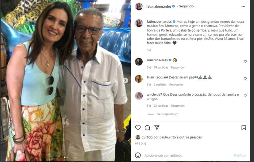 Fátima Bernardes também homenageou o artista Fátima Bernardes também homenageou o artista
