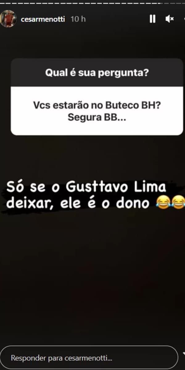 César Menotti falou sobre Gusttavo Lima nas redes sociais (Foto: Reprodução/Instagram) César Menotti falou sobre Gusttavo Lima nas redes sociais (Foto: Reprodução/Instagram)