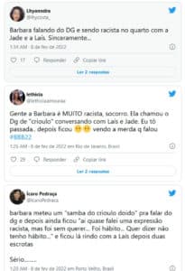 Web reagiu ao ataque racismo de Bárbara no BBB22 (Foto: Reprodução / Twitter) Web reagiu ao ataque racismo de Bárbara no BBB22 (Foto: Reprodução / Twitter)