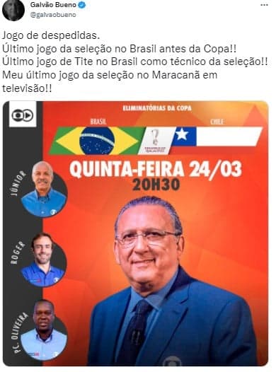 Galvão Bueno anunciou seu último jogo no Maracanã Galvão Bueno anunciou seu último jogo no Maracanã