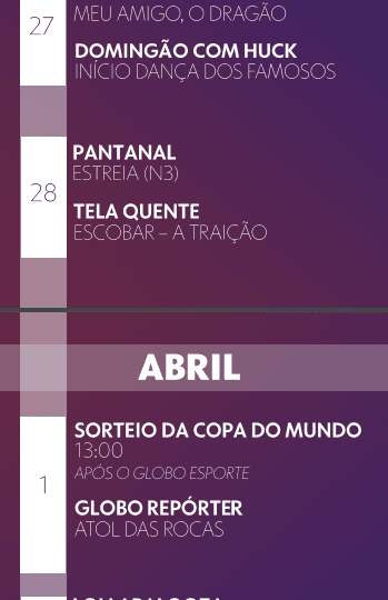 Globo anunciou sorteio da copa do mundo como novidade para Abril Globo anunciou sorteio da copa do mundo como novidade para Abril