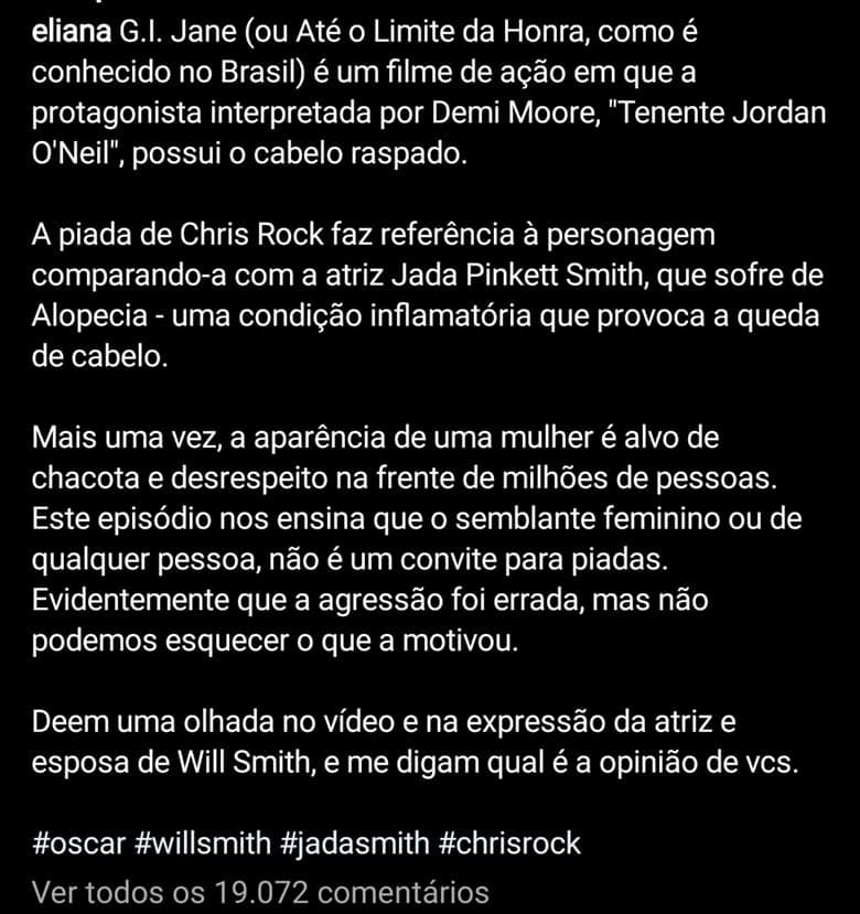 Eliana publica vídeo nas redes sociais e escreve textão Eliana publica vídeo nas redes sociais e escreve textão