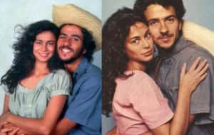 Giovanna Gold e Marcos Palmeira foram Zefa e Tadeu na primeira versão de Pantanal (1990) (Foto: Reprodução / Globo) Giovanna Gold e Marcos Palmeira foram Zefa e Tadeu na primeira versão de Pantanal (1990) (Foto: Reprodução / Globo)