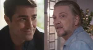 Duarte/Bob Wright (Kiko Mascarenhas) receberá proposta de Danilo (Ricardo Pereira) em Cara e Coragem (Foto: Reprodução / Globo) Duarte/Bob Wright (Kiko Mascarenhas) receberá proposta de Danilo (Ricardo Pereira) em Cara e Coragem (Foto: Reprodução / Globo)