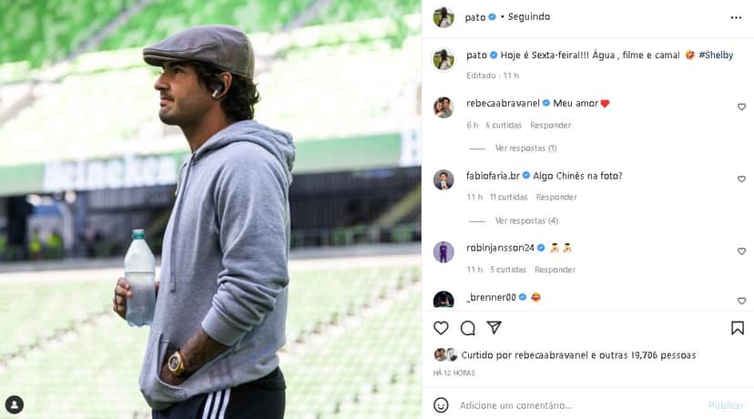Alexandre Pato se mostrou muito feliz e viu mulher comentar (Foto: Reprodução) Alexandre Pato se mostrou muito feliz e viu mulher comentar (Foto: Reprodução)
