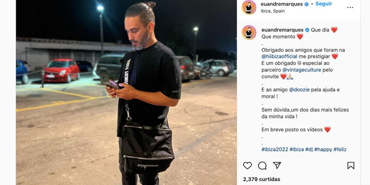 De acordo com André Marques, ele ficou grato por amigos estarem ao lado dele (Reprodução) De acordo com André Marques, ele ficou grato por amigos estarem ao lado dele (Reprodução)