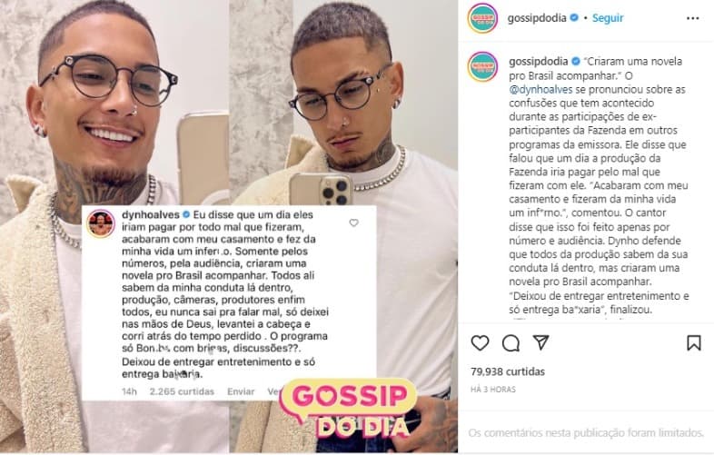 Dynho Alves esculachou a Record por destruir seu casamento (Foto: Reprodução) Dynho Alves esculachou a Record por destruir seu casamento (Foto: Reprodução)