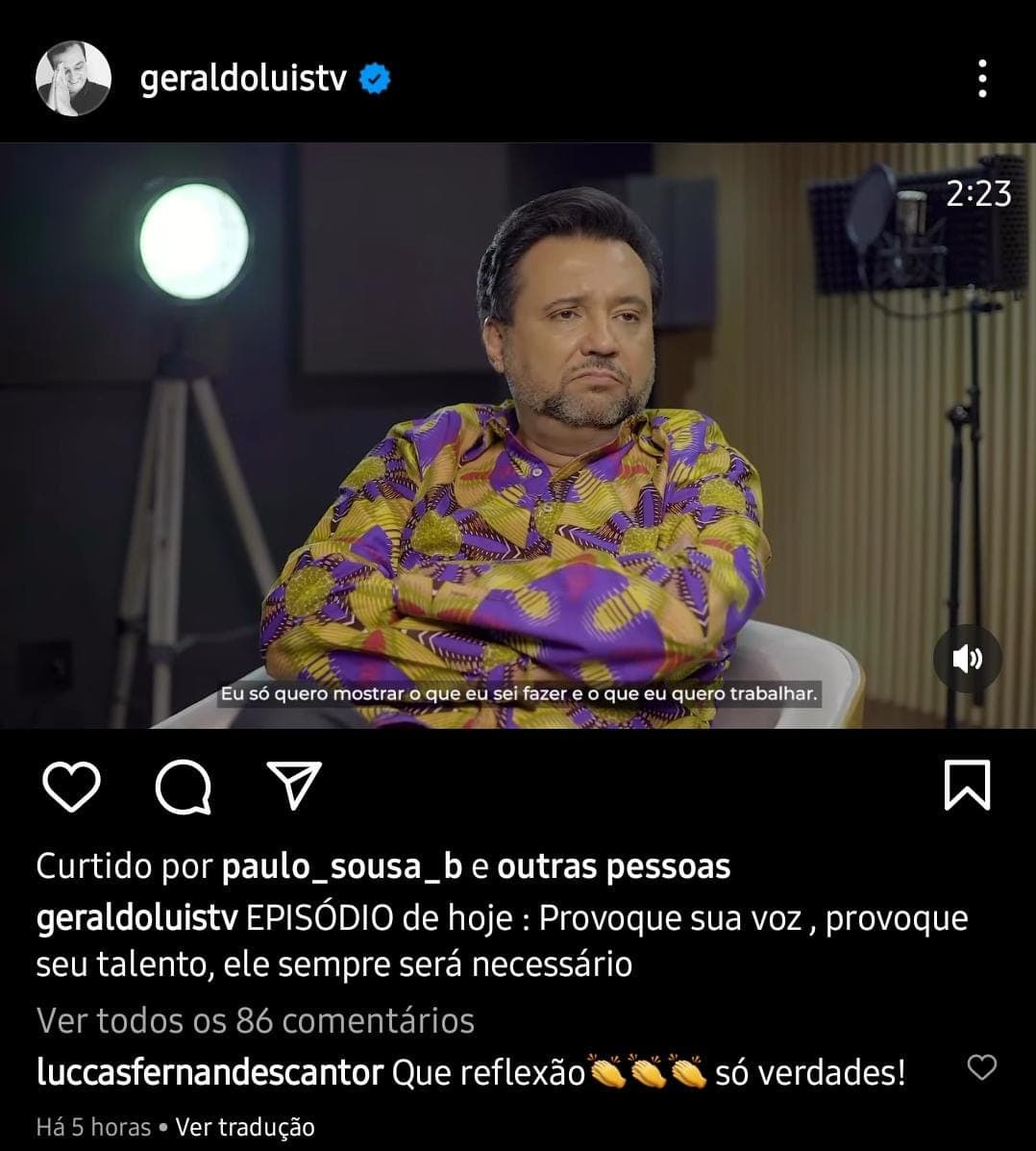 Publicação de Geraldo Luís (Foto: Divulgação) Publicação de Geraldo Luís (Foto: Divulgação)
