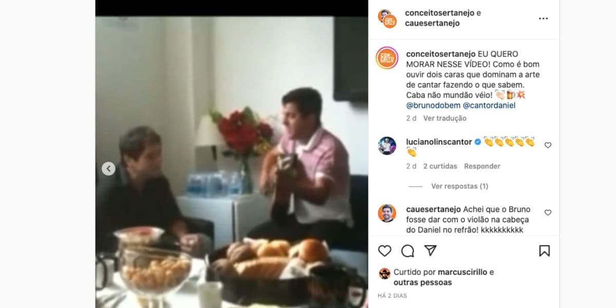 Bruno e Daniel cantando em camarim (Foto: Reprodução / Instagram) Bruno e Daniel cantando em camarim (Foto: Reprodução / Instagram)