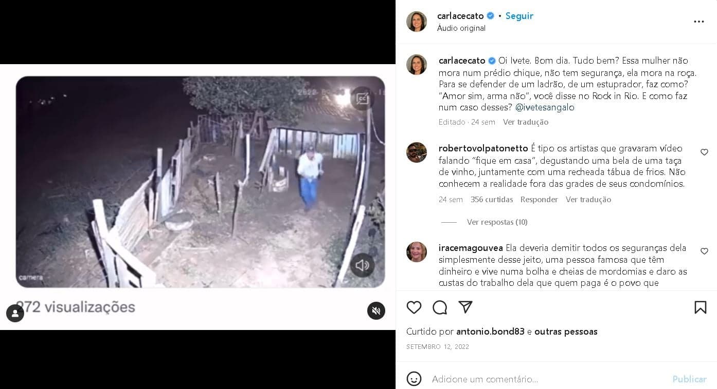 Video publicado por Carla Cecato em sua rede social - Foto Reprodução Instagram Video publicado por Carla Cecato em sua rede social - Foto Reprodução Instagram