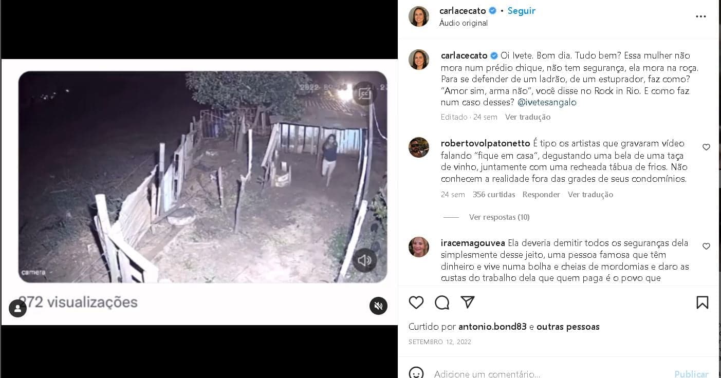 Video publicado por Carla Cecato em sua rede social - Foto Reprodução Instagram Video publicado por Carla Cecato em sua rede social - Foto Reprodução Instagram