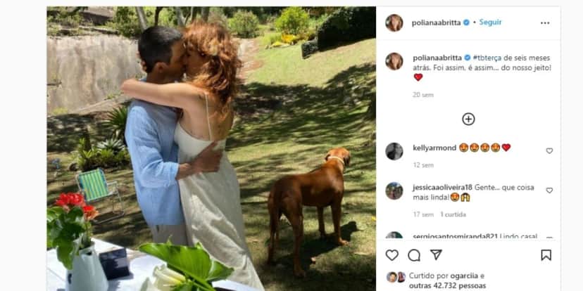 Poliana Abritta em seu casamento - Foto Reprodução Instagram Poliana Abritta em seu casamento - Foto Reprodução Instagram