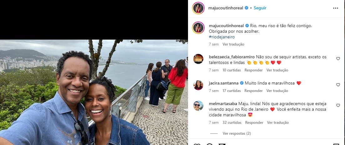 Maju Coutinho surgiu ao lado do marido Agostinho Paulo e surpreendeu (Foto: Reprodução) Maju Coutinho surgiu ao lado do marido Agostinho Paulo e surpreendeu (Foto: Reprodução)