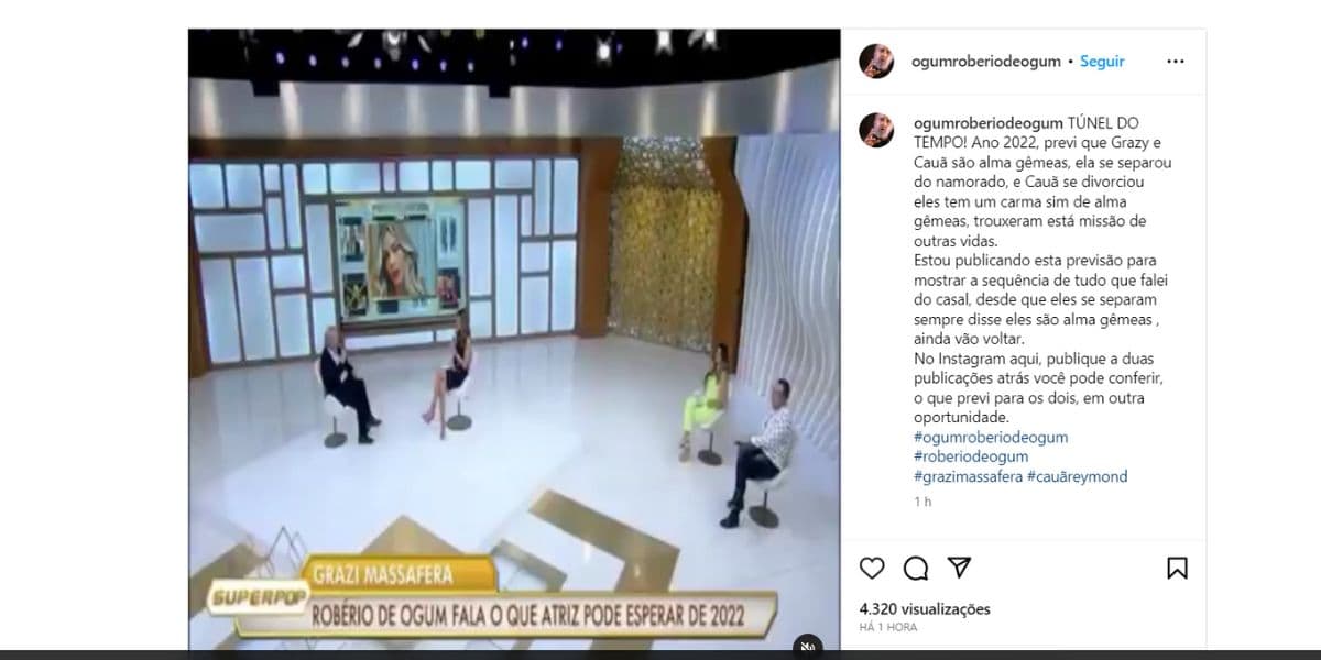 Vidente faz previsão sobre Cauã Reymond e Grazi Massafera (Foto: Reprodução / Instagram) Vidente faz previsão sobre Cauã Reymond e Grazi Massafera (Foto: Reprodução / Instagram)