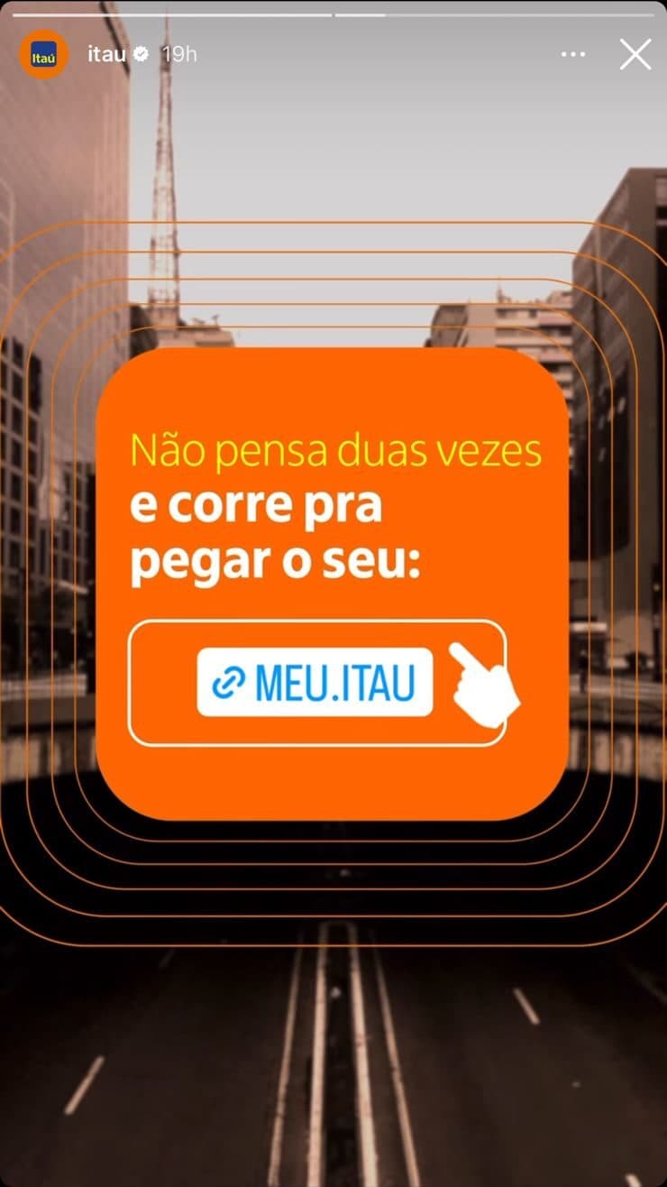 Storie que o Itaú usou para divulgar o The Town (Reprodução - Instagram) Storie que o Itaú usou para divulgar o The Town (Reprodução - Instagram)