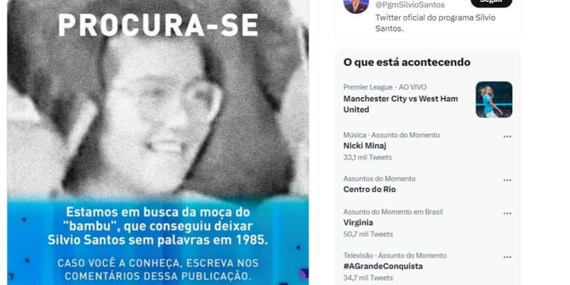 Apelo do "Programa Silvio Santos" nas redes sociais (Foto: Reprodução/Twitter) Apelo do "Programa Silvio Santos" nas redes sociais (Foto: Reprodução/Twitter)