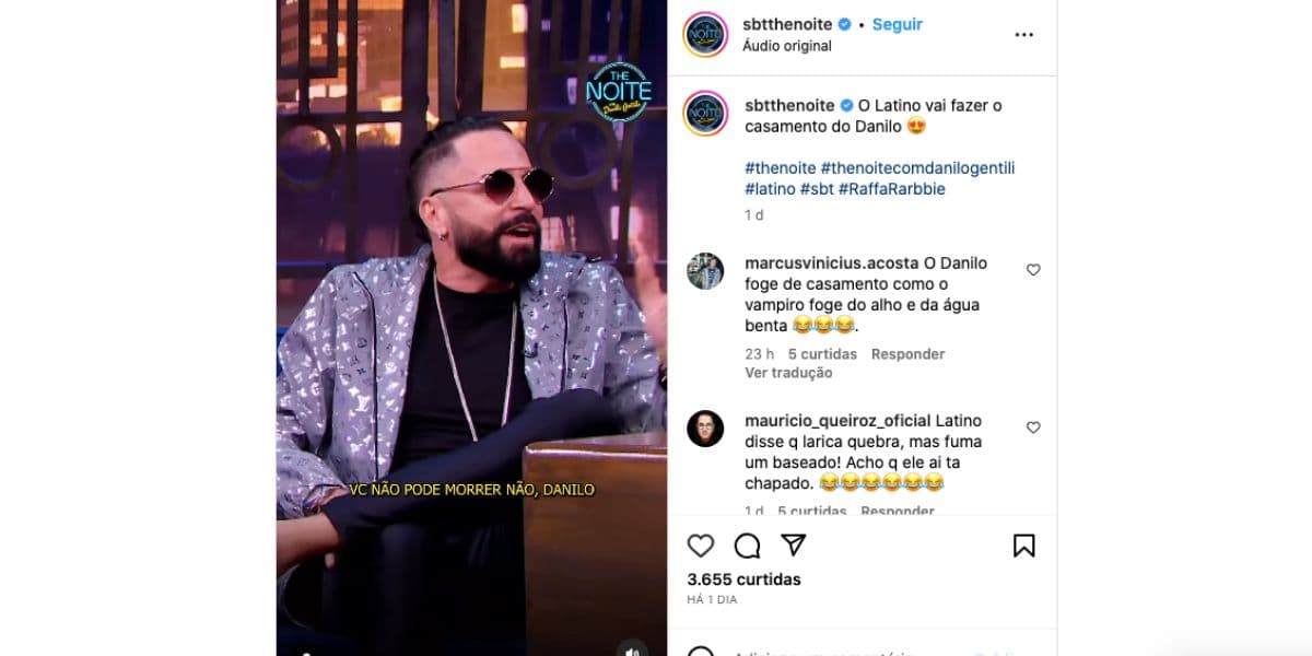 Latino no The Noite do SBT (Foto: Reprodução / Instagram) Latino no The Noite do SBT (Foto: Reprodução / Instagram)