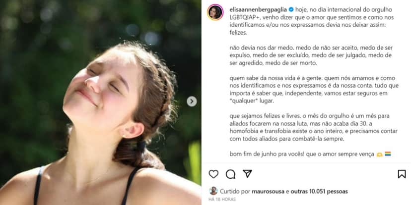 Recado de Elisa Paglia nas redes sociais (Foto: Reprodução/Instagram) Recado de Elisa Paglia nas redes sociais (Foto: Reprodução/Instagram)