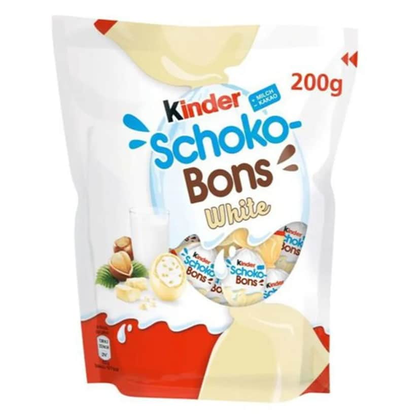 Lote do Kinder Choco-Bons Branco da Bélgica - Foto Reprodução g1 Lote do Kinder Choco-Bons Branco da Bélgica - Foto Reprodução g1