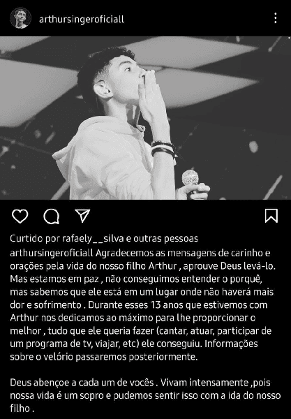 Publicação da família do ator (Foto: Reprodução/ Instagram) Publicação da família do ator (Foto: Reprodução/ Instagram)