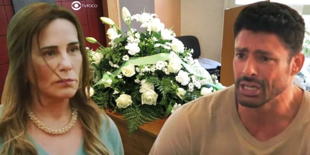 Terra e Paixão - Dissimulada, Irene ataca Caio diante do cadáver de Daniel: "Assassino"