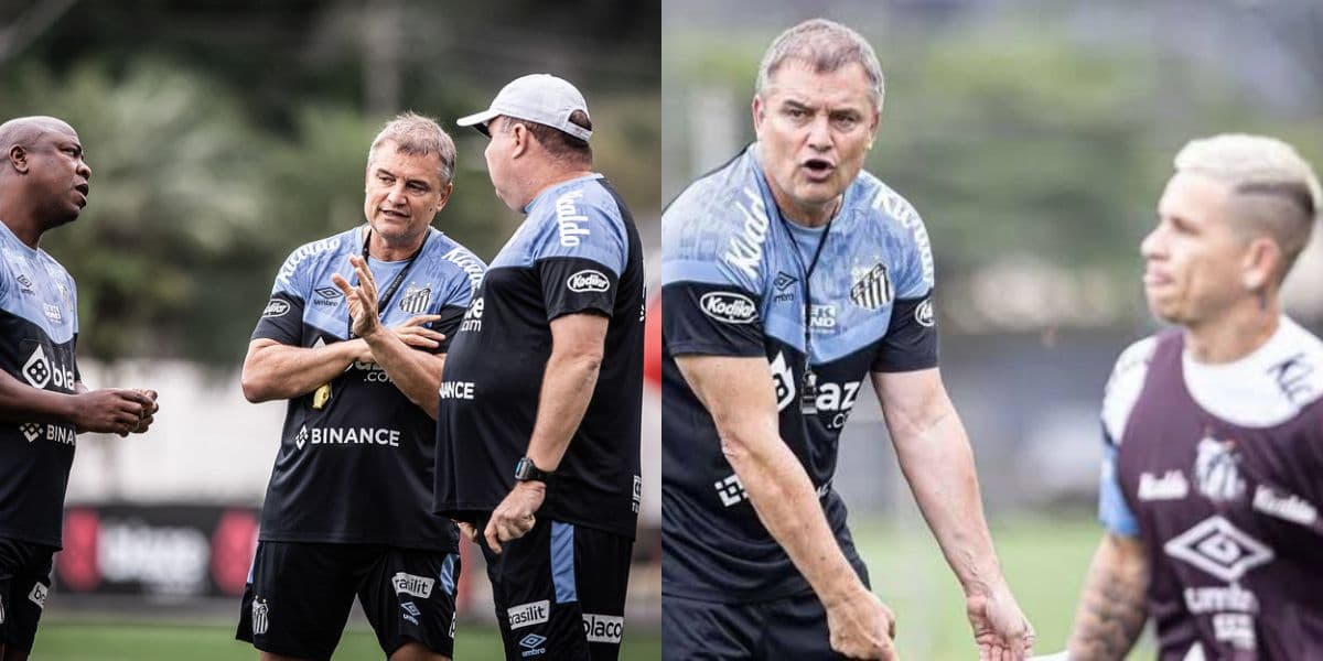Diego Aguirre prepara Santos para próxima partida (Foto - Montagem TV Foco). Diego Aguirre prepara Santos para próxima partida (Foto - Montagem TV Foco).