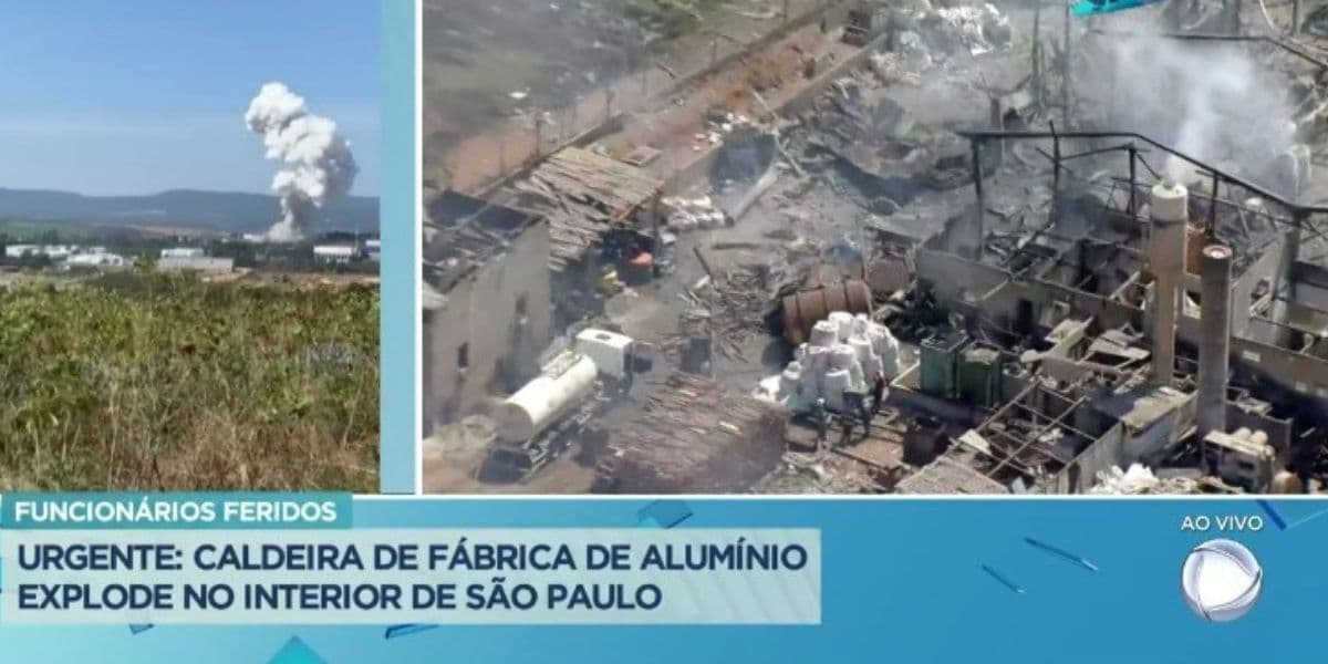 Explosão em fábrica (Foto: Reprodução / Balanço Geral da Record) Explosão em fábrica (Foto: Reprodução / Balanço Geral da Record)