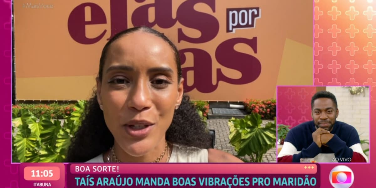 Taís Araújo mandou recado a Lázaro Ramos no "Mais Você" (Foto: Reprodução/TV Globo) Taís Araújo mandou recado a Lázaro Ramos no "Mais Você" (Foto: Reprodução/TV Globo)