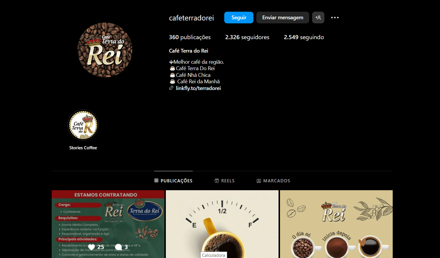 Perfil Oficial da Marca Café Terra do Rei nas redes sociais (Foto Reprodução/Instagram) Perfil Oficial da Marca Café Terra do Rei nas redes sociais (Foto Reprodução/Instagram)