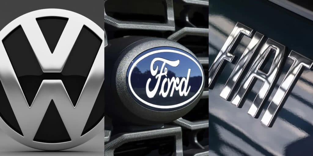 Volkswagen, Ford e Fiat (Foto: Divulgação) Volkswagen, Ford e Fiat (Foto: Divulgação)