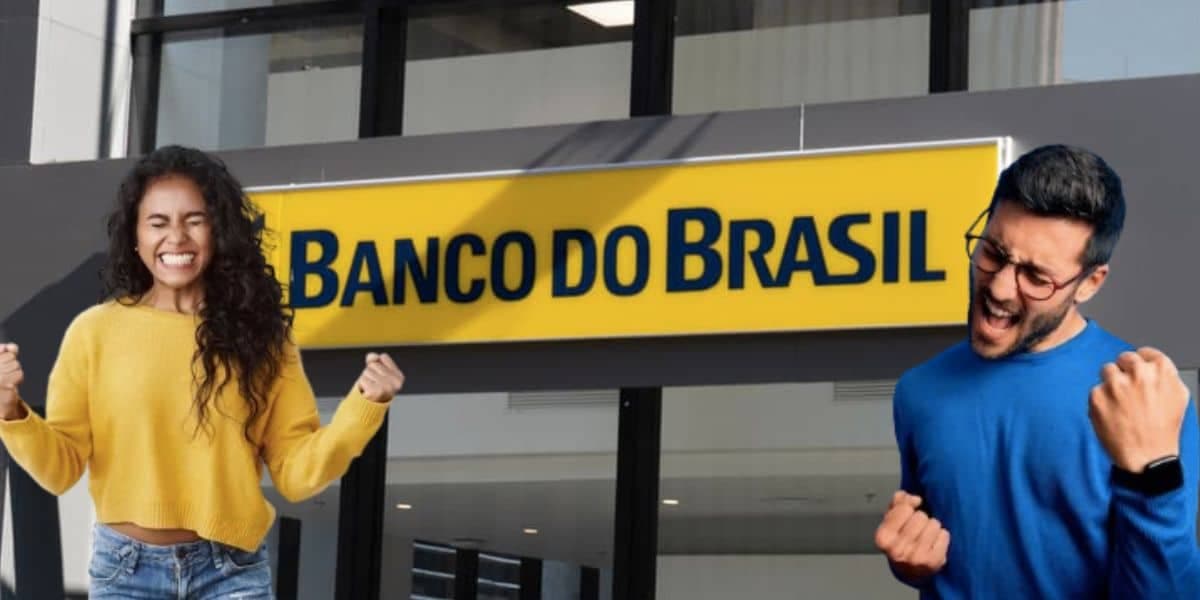 Pessoas celebrando e logo do Banco do Brasil (Fotos: Reproduções / Freepik / Internet) Pessoas celebrando e logo do Banco do Brasil (Fotos: Reproduções / Freepik / Internet)