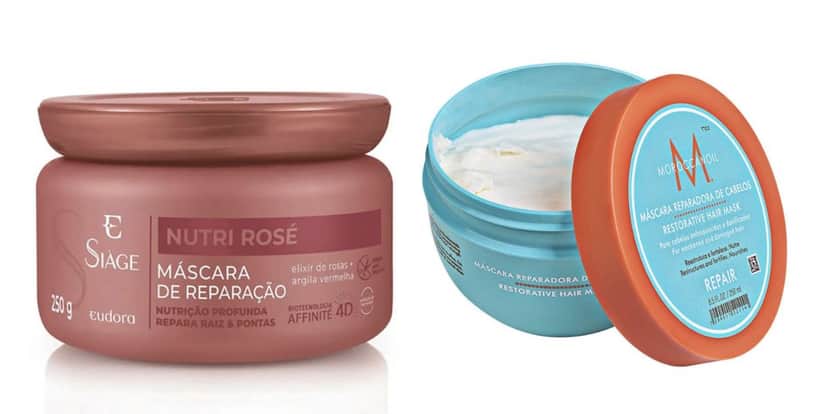 Reparação Nutri Rosé Siàge e Reparadora Moroccanoil (Fotos: Reproduções / Eudora / Moroccanoil) Reparação Nutri Rosé Siàge e Reparadora Moroccanoil (Fotos: Reproduções / Eudora / Moroccanoil)