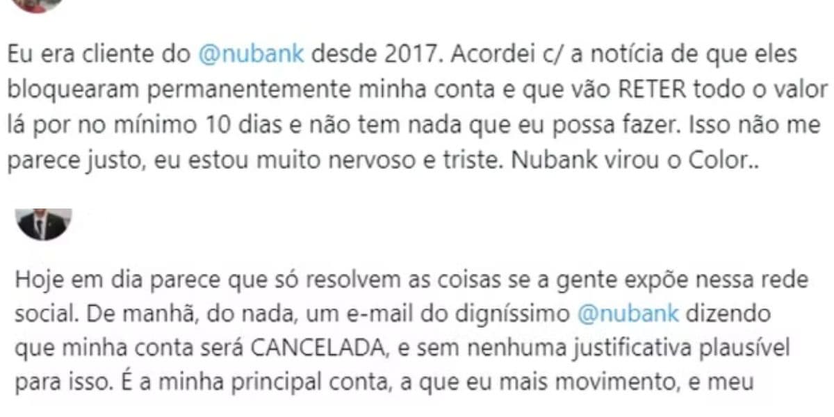 Clientes reclamam das contas bloqueadas (Reprodução: X) Clientes reclamam das contas bloqueadas (Reprodução: X)