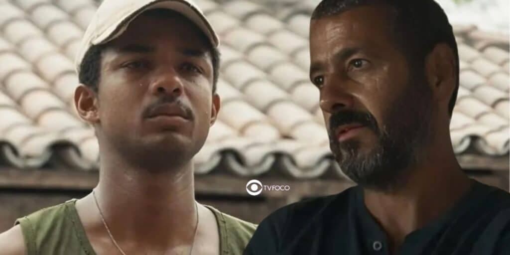 João Pedro (Juan Paiva) e José Inocêncio (Marcos Palmeira) em Renascer (Foto: Reprodução / Globo / Montagem TV Foco) João Pedro (Juan Paiva) e José Inocêncio (Marcos Palmeira) em Renascer (Foto: Reprodução / Globo / Montagem TV Foco)
