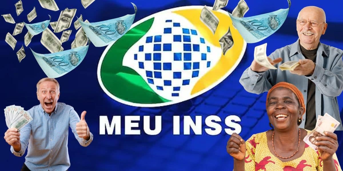 Logo do INSS e idosos com dinheiro - Montagem TVFOCO Logo do INSS e idosos com dinheiro - Montagem TVFOCO