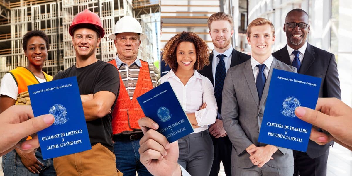 Trabalhadores CLTs com carteira de trabalho comemorando - Foto Reprodução Internet Trabalhadores CLTs com carteira de trabalho comemorando - Foto Reprodução Internet