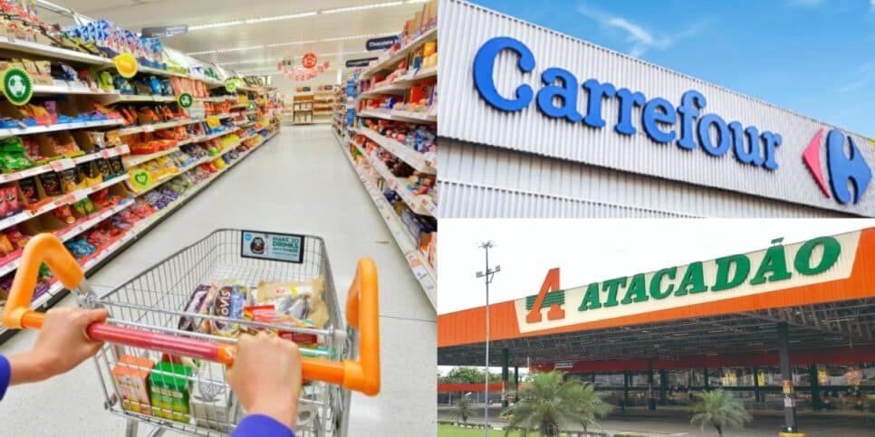 Rede de supermercados - Carrefour e Atacadão - (Foto: Reprodução / Internet) Rede de supermercados - Carrefour e Atacadão - (Foto: Reprodução / Internet)